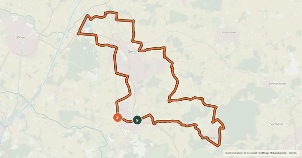 Kartenübersicht der Radroute A5 [Unna]