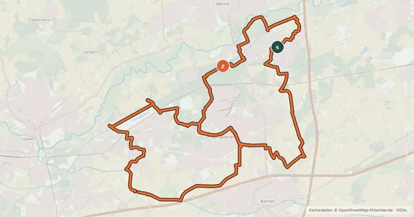 Kartenübersicht der Radroute A8 [Unna]