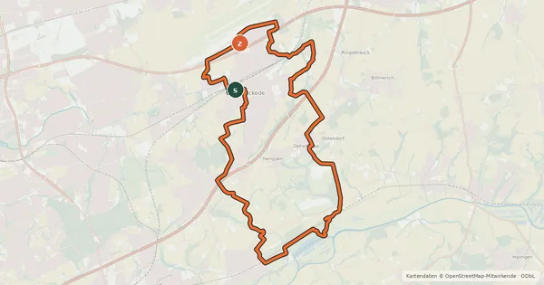 Kartenübersicht der Radroute A9 [Unna]