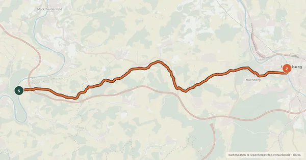 Kartenübersicht der Radroute Aalbach-Radweg