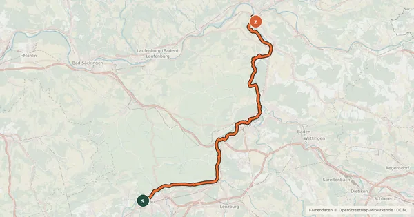 Kartenübersicht der Radroute Aare-Route