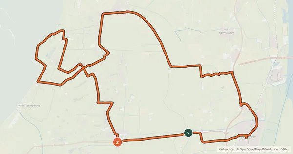 Kartenübersicht der Radroute Abendrot-Tour Stadland