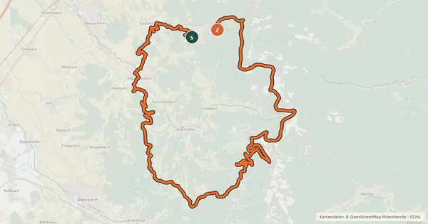 Kartenübersicht der Radroute Achertäler Panoramarunde Bike & Tal