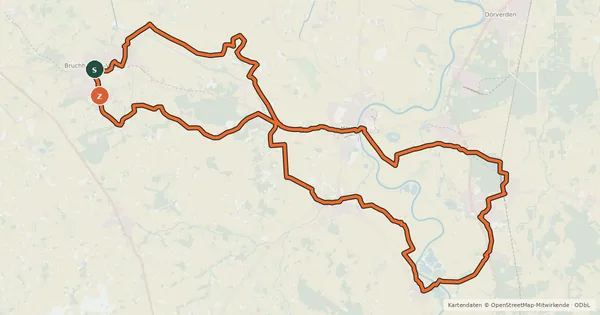 Kartenübersicht der Radroute Achtertour