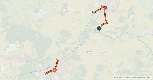 Kartenübersicht der Radroute Ähren-Route Radweg