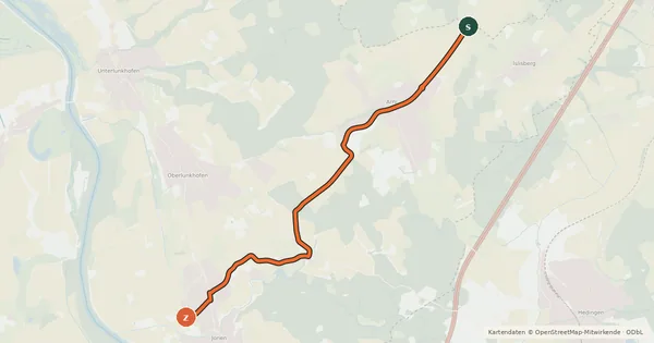 Kartenübersicht der Radroute Aesch-Jonen