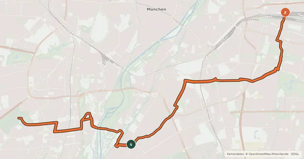 Kartenübersicht der Radroute Äußerer Radlring Süd
