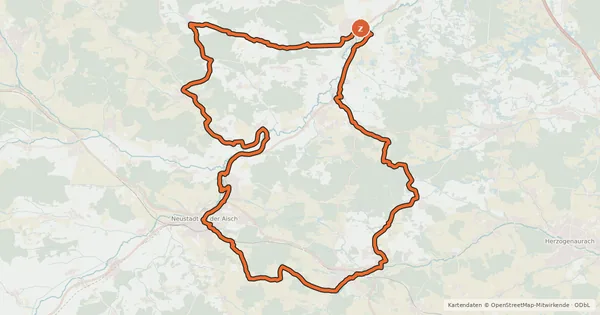 Kartenübersicht der Radroute Aischgründer Bierrunde