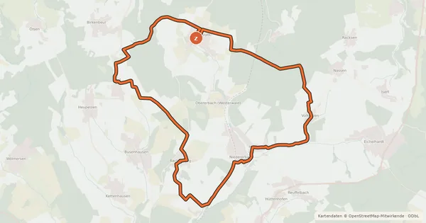 Kartenübersicht der Radroute [AK6] Am höchsten Punkt