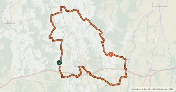 Kartenübersicht der Radroute Aktiv Park Kneippland Unterallgäu-Radtour (Ost)