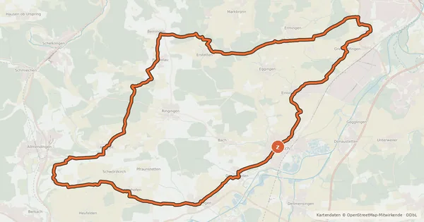 Kartenübersicht der Radroute Alb-Donau-Kreis Tour 14