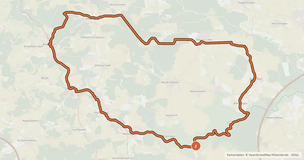 Kartenübersicht der Radroute Alb-Donau-Kreis Tour 2