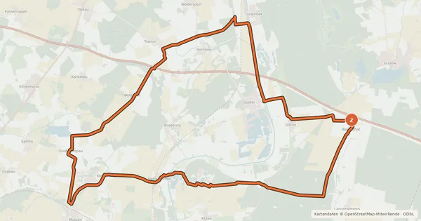 Kartenübersicht der Radroute Alleen und Herrenhäuser (West)