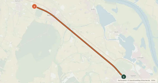 Kartenübersicht der Radroute Alleenradweg