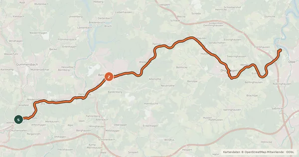 Kartenübersicht der Radroute Alleenradweg Aggertalbahn