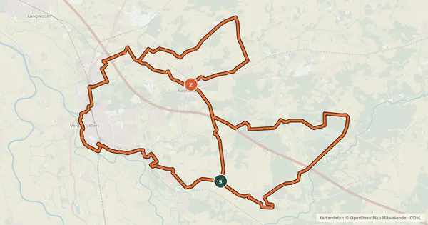 Kartenübersicht der Radroute Aller-Heide Radweg