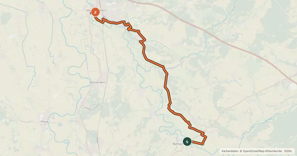 Kartenübersicht der Radroute Aller-Radweg Rundweg
