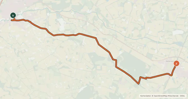 Kartenübersicht der Radroute Alltagsroute Ladbergen - Kattenvenne Bahnhof
