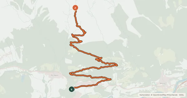 Kartenübersicht der Radroute Alp Mora