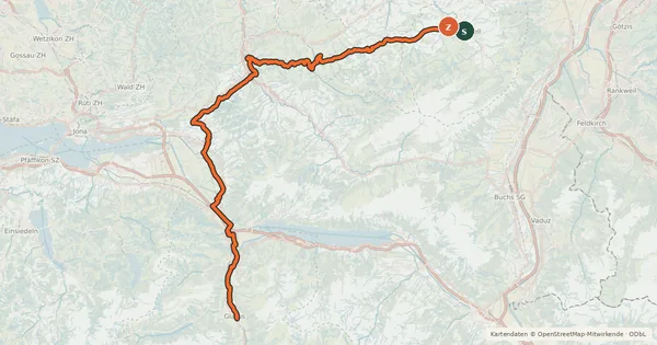 Kartenübersicht der Radroute Alpenpanorama-Route