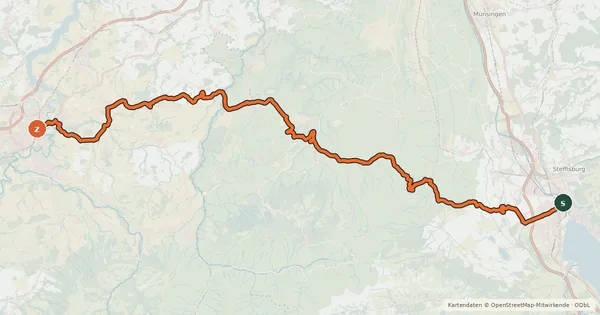 Kartenübersicht der Radroute Alpenpanorama-Route