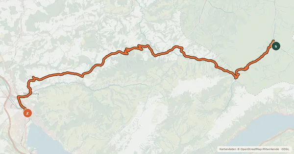 Kartenübersicht der Radroute Alpenpanorama-Route