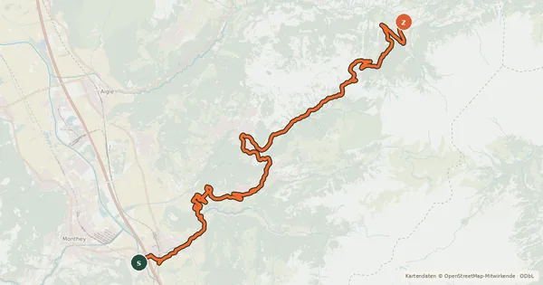 Kartenübersicht der Radroute Alpes vaudoises-Pays de Fribourg