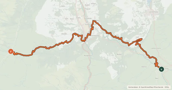 Kartenübersicht der Radroute Alpine Bike - Etappe 6