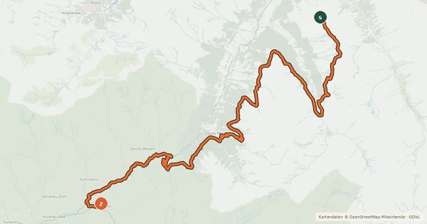 Kartenübersicht der Radroute Alps Epic Trail Davos