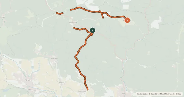 Kartenübersicht der Radroute Alternative Wegstrecke zur "Dreiländer-Tour" (NDH 1)
