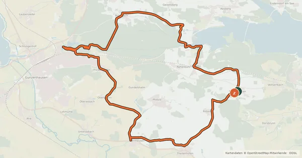 Kartenübersicht der Radroute Altmühlsee 2