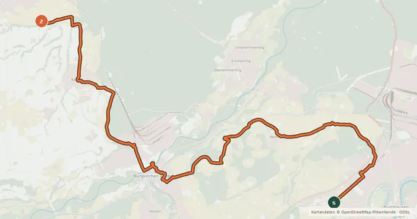 Kartenübersicht der Radroute Altötting-Burghausen-Runde
