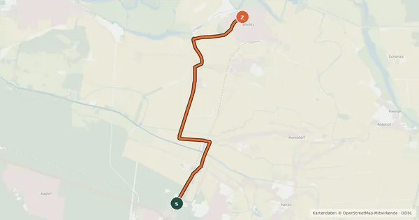Kartenübersicht der Radroute Amalienweg