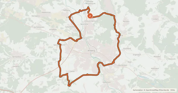 Kartenübersicht der Radroute Amberger Radrundwanderweg