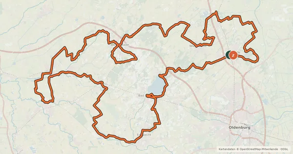 Kartenübersicht der Radroute Ammerlandroute