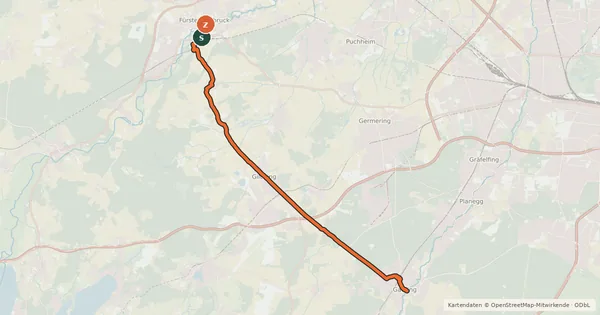 Kartenübersicht der Radroute Amper-Würm-Radweg
