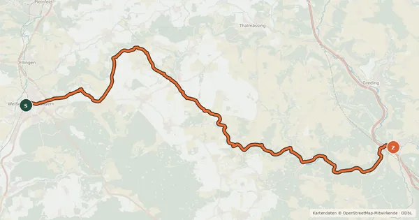 Kartenübersicht der Radroute Anlautertal-Radweg
