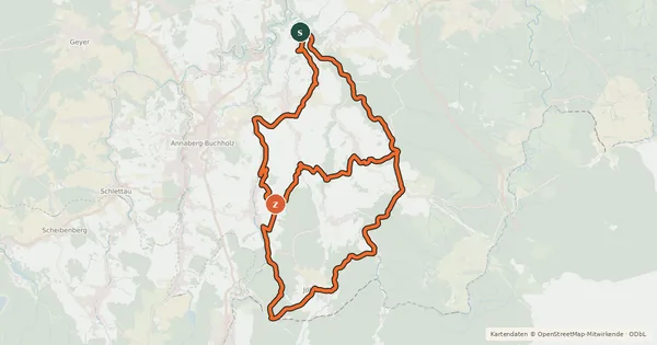Kartenübersicht der Radroute Annaberger Landring