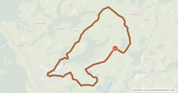 Kartenübersicht der Radroute Antheringer Berg- und Seentour