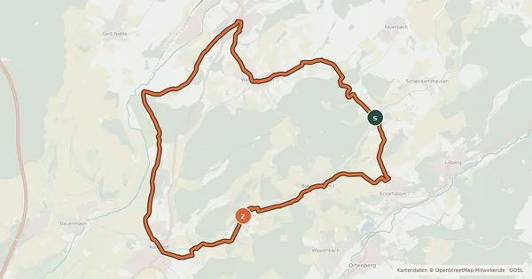 Kartenübersicht der Radroute Apfelwein- und Obstwiesenroute - Regionalschleife Wetteraukreis Nr. 1