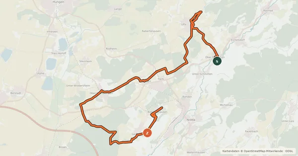 Kartenübersicht der Radroute Apfelwein- und Obstwiesenroute - Regionalschleife Wetteraukreis Nr. 2