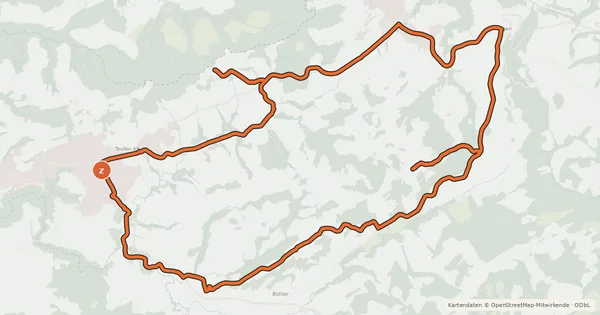 Kartenübersicht der Radroute Appenzeller Mittelland-Route