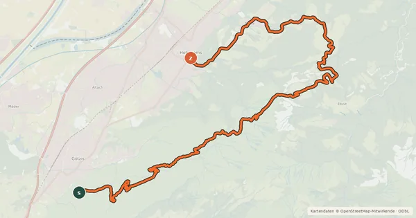 Kartenübersicht der Radroute Arbogast-Milrütte-Fluhereck-Schuttannen