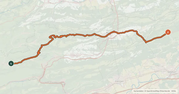Kartenübersicht der Radroute Arc jurassien
