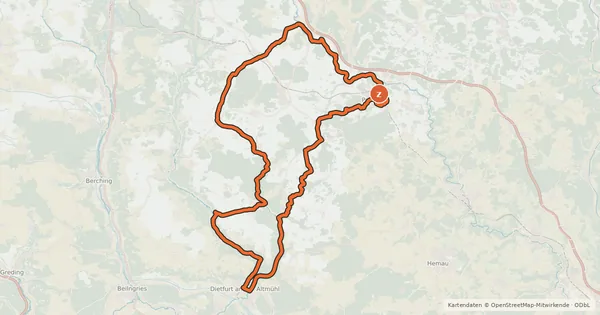 Kartenübersicht der Radroute Arge 10 Labertäler Radtour
