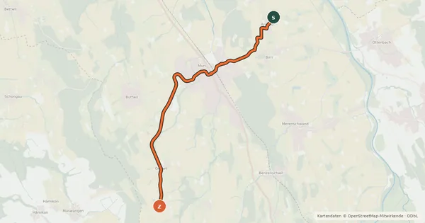 Kartenübersicht der Radroute Aristau-Muri-Muswangen