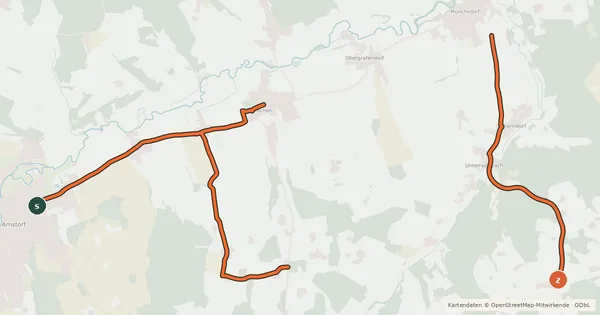 Kartenübersicht der Radroute Arnstorf 1