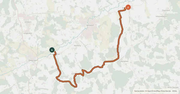 Kartenübersicht der Radroute Arnstorf 2