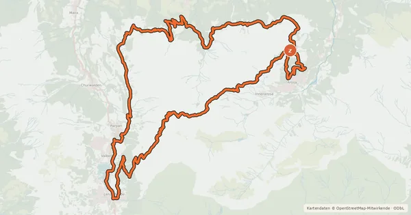 Kartenübersicht der Radroute Arosa Lenzerheide Rundtour