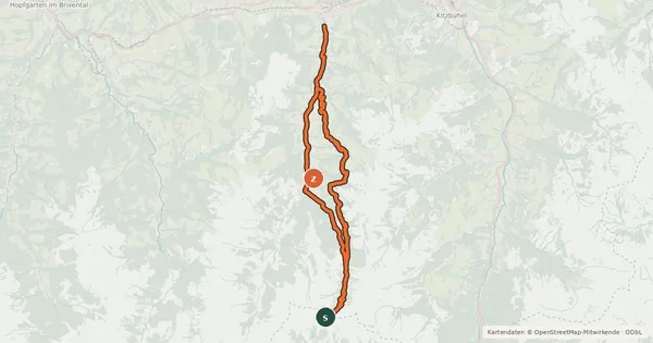 Kartenübersicht der Radroute Aschauer Höhenweg